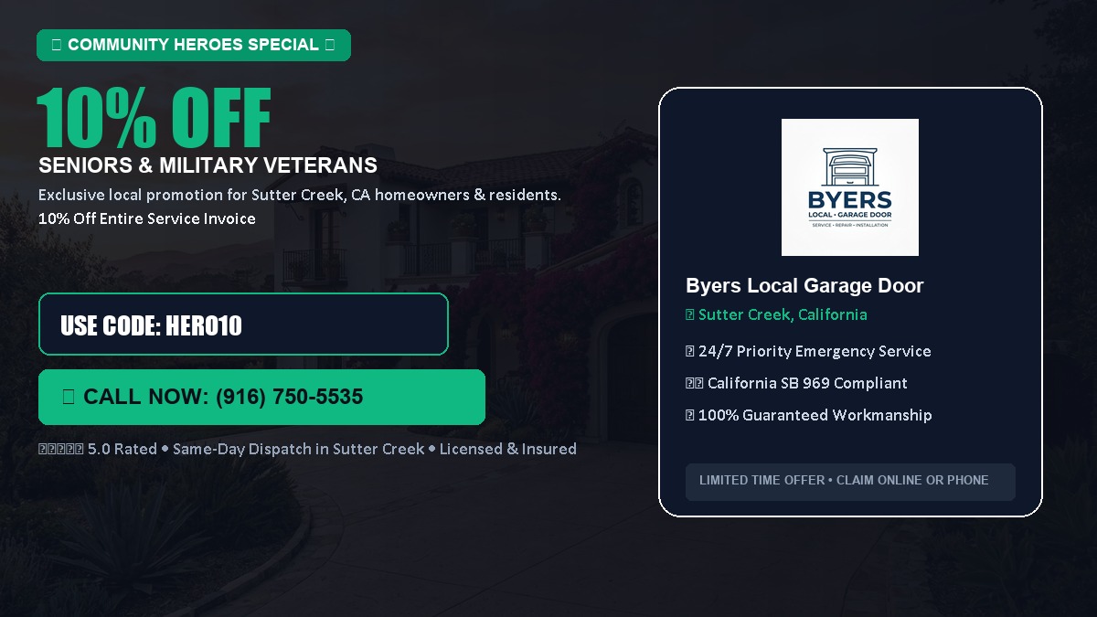 10% OFF Senior Citizens (65+) & Military / Veteran Community Discount in Sutter Creek, CA